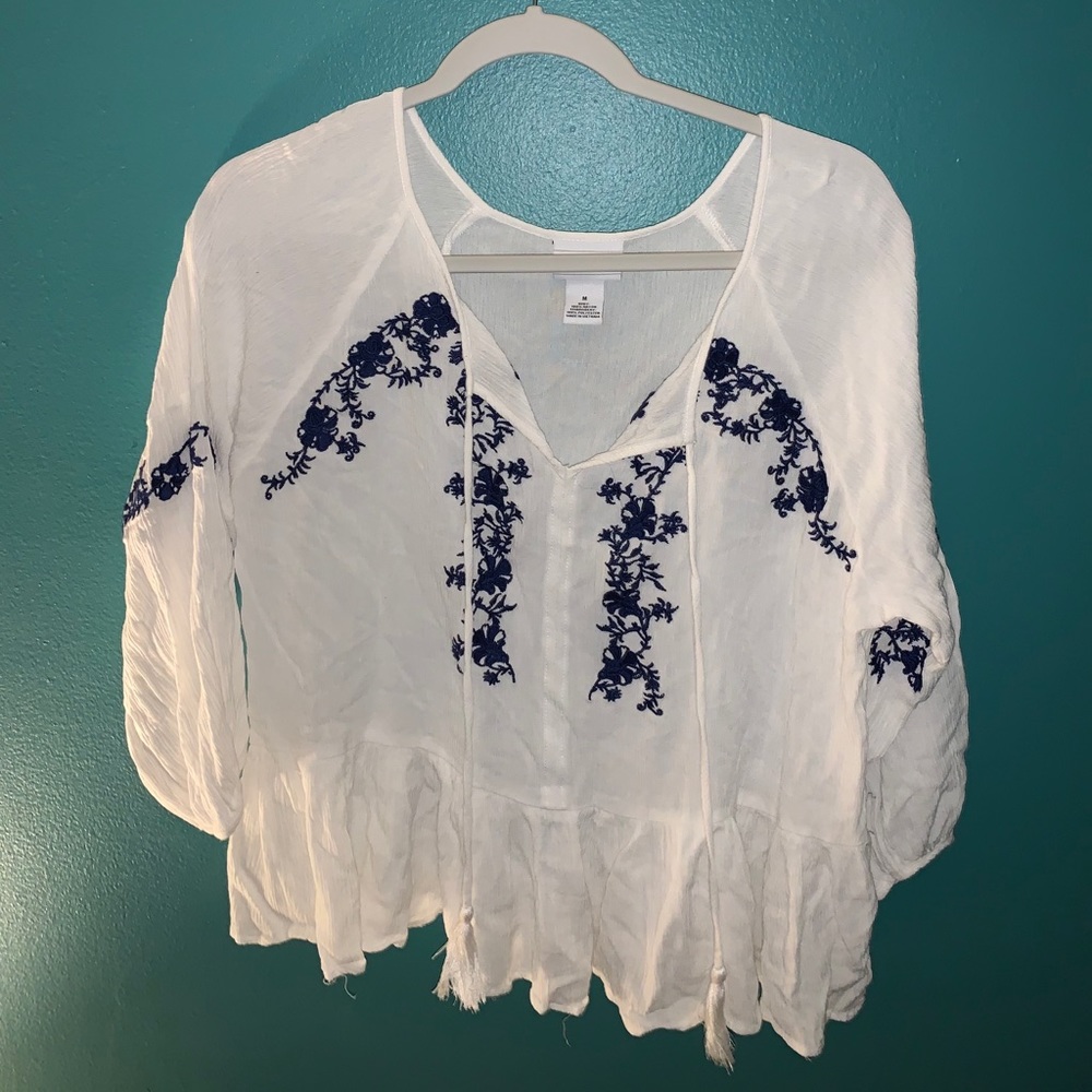 Liz Claiborne Flowy White Blouse